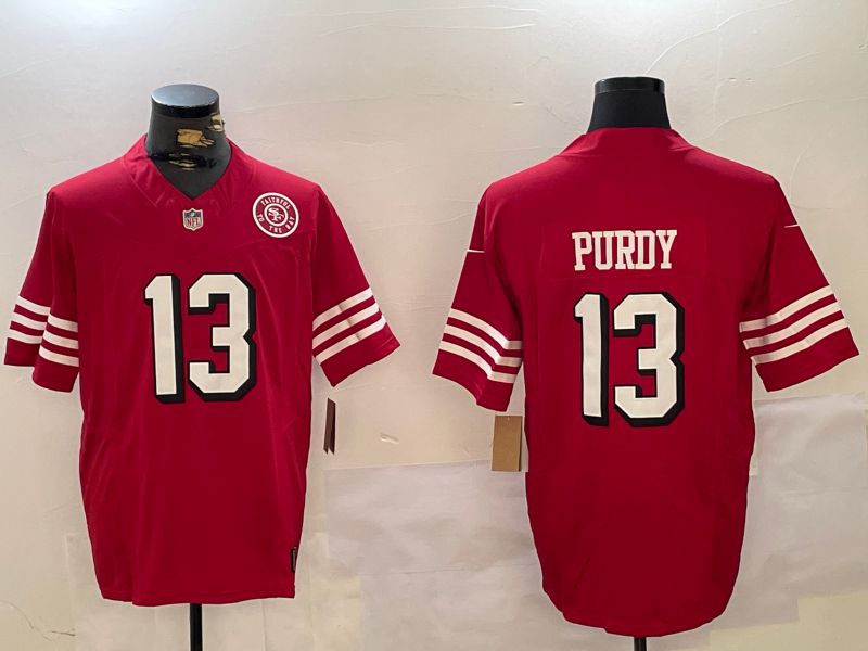 Men San Francisco 49ers #13 Purdy Red Three generations 2024 Nike Vapor Limited NFL Jersey style 6